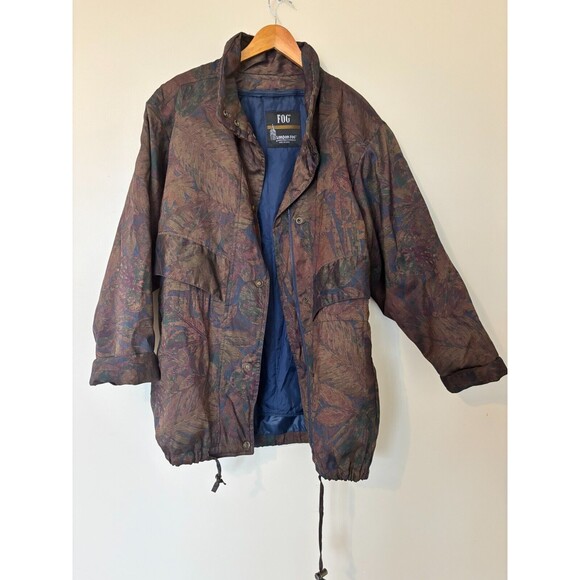 Vintage London Fog Womens Medium Parka Jacket Floral Leaves Brown Insulated 90s - Picture 3 of 16